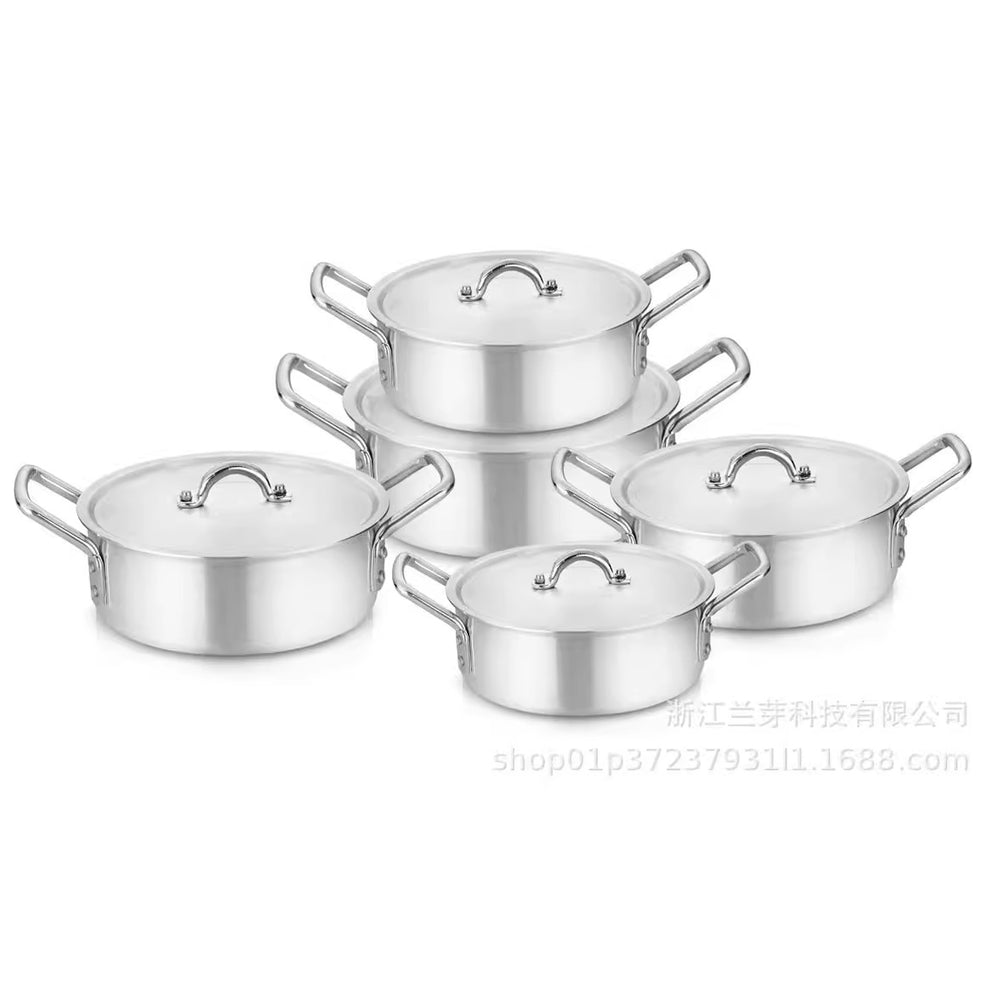 Oem customization, natural color, standard sanding pot, 14-26cm aluminum pot with uncoated aluminum lid, household cookware set