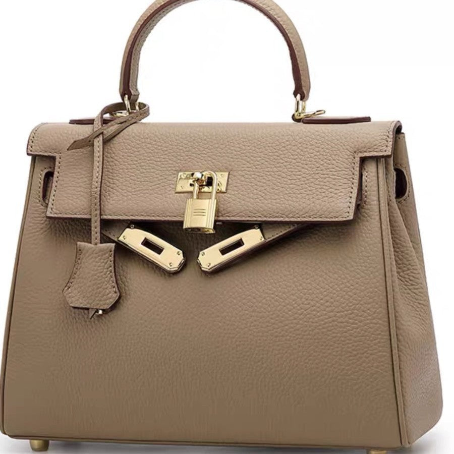 First-layer cowhide pebbled togo kelly leather bag satchel bag classy work clothing women's bag shoulder crossbody bag