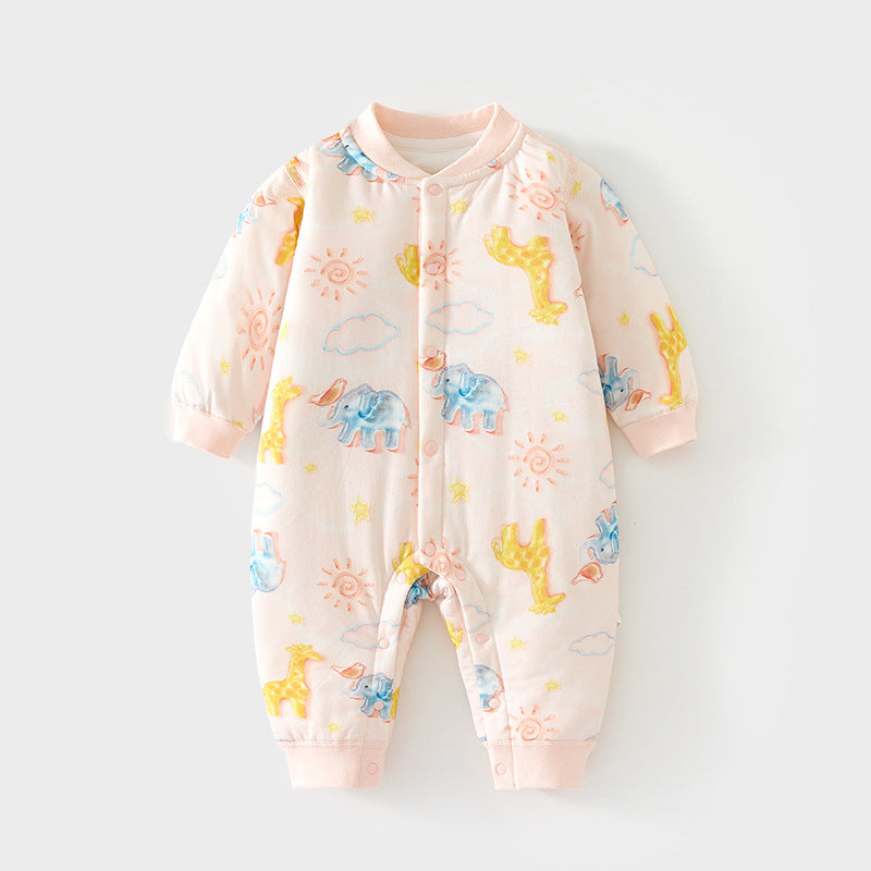 Babibele baby cotton-padded romper, quilted autumn/winter bodysuit, seamless onesie, lightweight cotton, thickened, snap-crotch crawling suit for infants and toddlers