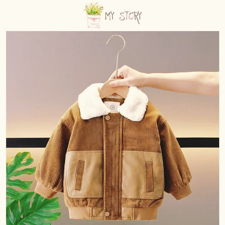 Fall and winter  new arrival cool baby fleece-lined cotton coat kids winter clothing thickened clothes fashionable boy outwear