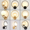 Wall lamp accessible luxury bedroom bedside lamp modern casual starry sky scandinavian style stylish golden round entrance wall lamp