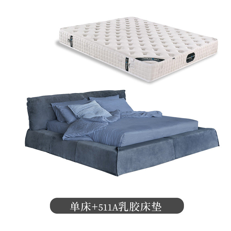 Italian normcore paris bed designer down soft bag nubuck leather master bedroom accessible luxury double leather bed