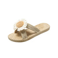 Sunflower slides women's flat outdoor wear imitation straw weaving travel beach shoes summer new anti-slip slippers women