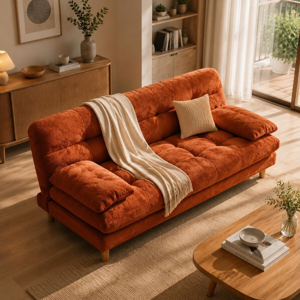 Second-hand style small apartment sofa bed lazy fabric sofa rental house b&b retro multi-person straight row reception sofa