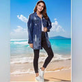 fashion style denim outwear women's hot-selling new arrival washed hole outwear street trendy denim outwear