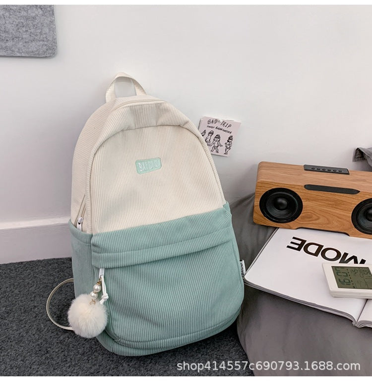 Backpack corduroy fabric is thick, soft and not easily deformed casual travel outing mommy bag girls backpack