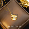 【titanium steel】european and american light luxury full diamond four-leaf clover pearl necklace and earring stud set - personalized jewelry set