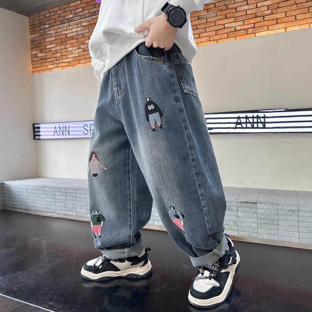Boys' jeans: new  spring collection - stylish jeans for boys, spring pants for kids, handsome long pants for mid-to-large children, spring/autumn styles