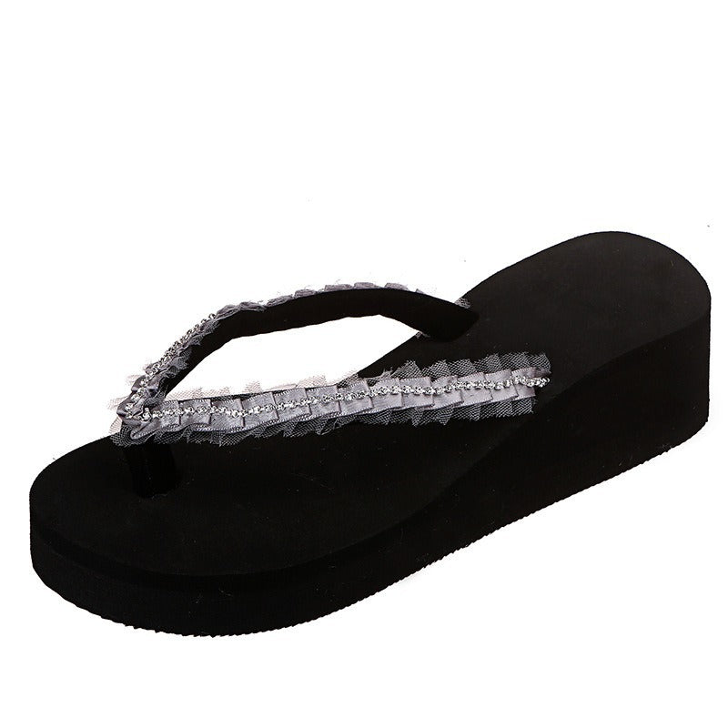 Exportplus size rhinestone flip-flops sandals summernew arrivalfashionplatform shoesthick soleflatscasual flip-flops