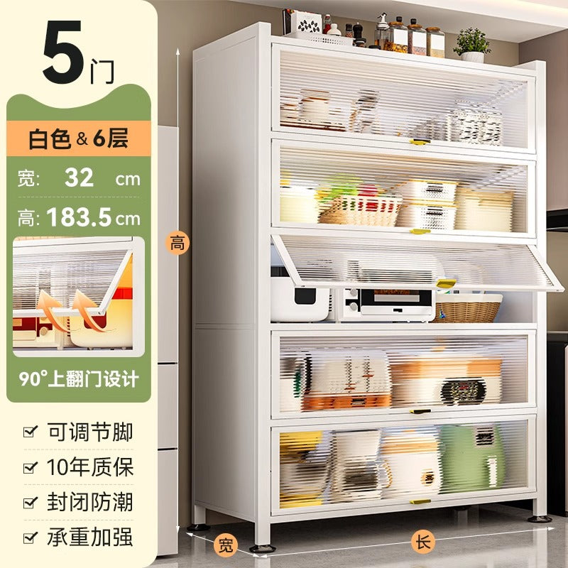 Kitchen storage rack floor-standing multi-layer dust-proof storage cabinet microwave oven for home with door multi-functional cabinet storage cabinet