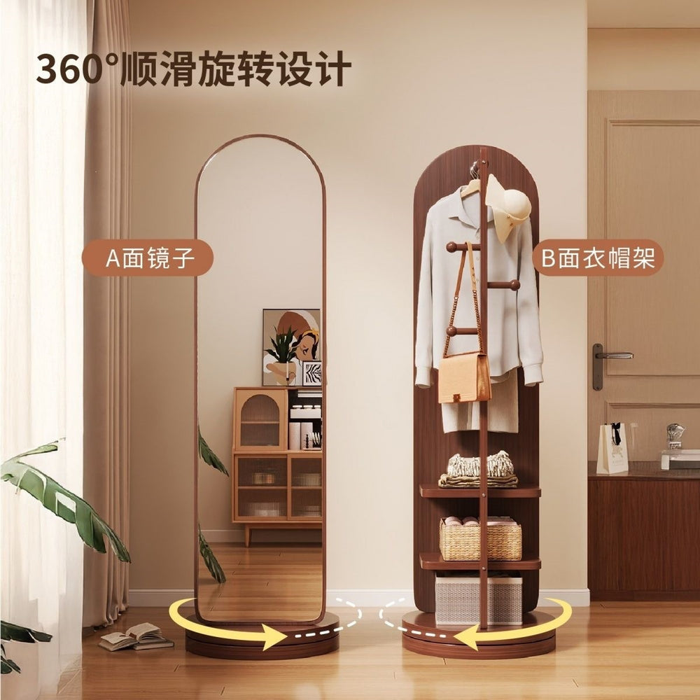 Full-length mirror floor mirror for homeall-in-one dressing mirror girl bedroom rotatable movable fitting mirror hanging coat rack