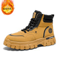 Winter men's boots: men's martin boots, fleece-lined warm high-top trendy versatile work boots, non-slip wear-resistant thick-soled boots