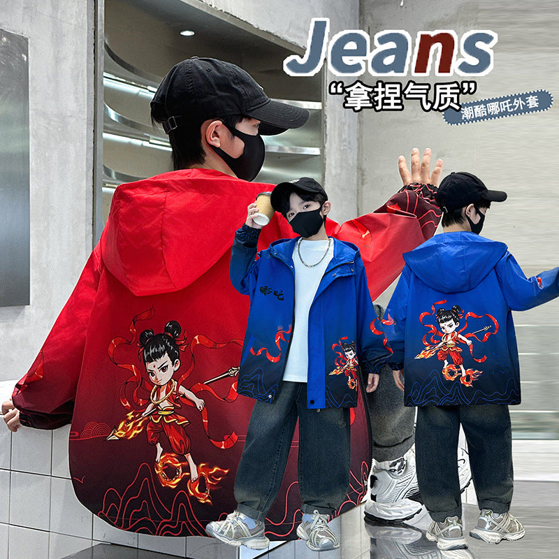 Boys' gradient hooded windbreaker - new autumn  collection - stylish casual jacket for boys and teens