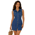 Amazon  cross-border skirt waist slimming look denim dressfashionsexy silm denim dress