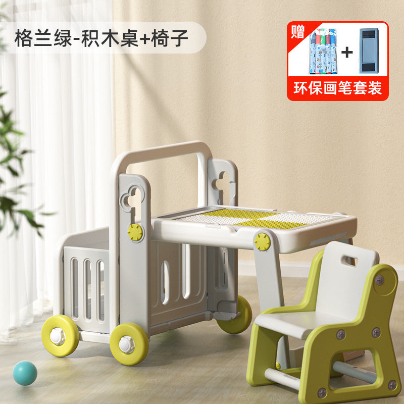 Manlong building block tables and chairs children's patchwork multi-functional storage game learning table baby large particle toy table