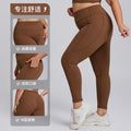 European and american plus size pocket yoga pants - women's high waist butt lifting seamless workout leggings - high elasticity brushed athletic pants