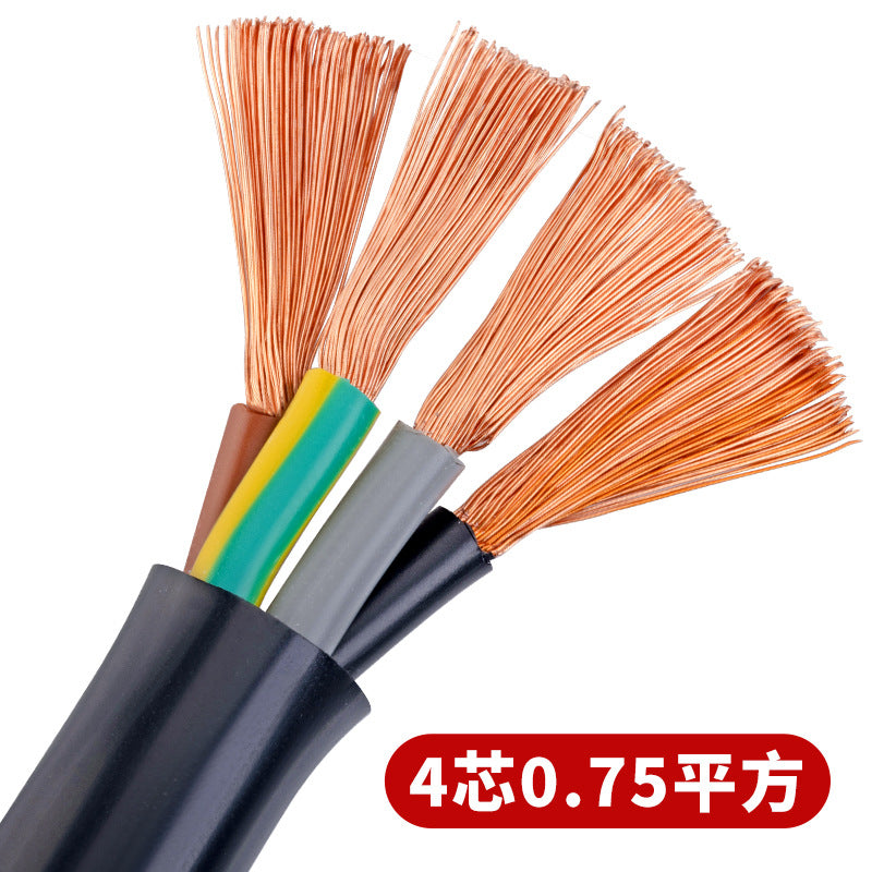 Pearl River wire and cable sheathed wire RVV 2 /3 /4 core square national standard pure copper core soft power cord 100 meters