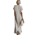 spring/summer collection: independent website, , us & european market - casual, elegant, comfortable, lace-trimmed, loose-fit linen-cotton maxi dress