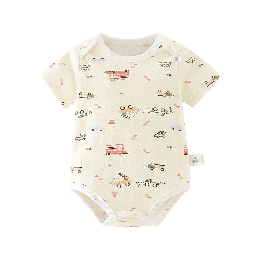 baby romper spring autum triangle crawling short-sleeved male and female baby cotton 0-1 year old one-piece girl butt-covering clothes