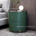 Round bedside table accessible luxury style casual modern small round italian leather solid wood bedroom bedside table wireless charging