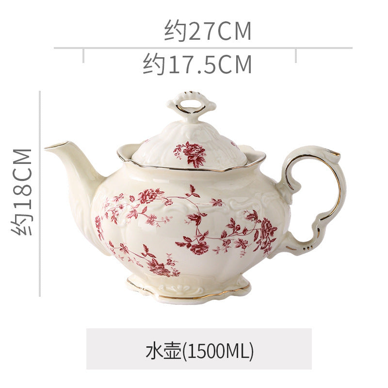 European-style stylish palace style ceramic coffee cup and saucer floral afternoon tea cup teapot milk pot sugar pot stylish combination