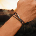 New fashion stackable cuff stainless steel bracelet 3-piece layered bangle snake chain cuban chain bracelet set