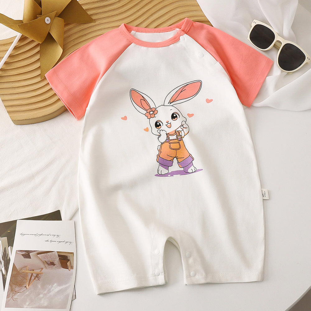 Baby clothes summer thin pure cotton air-conditioning clothes pajamas newborn baby short-sleeved onesie baby outing khaki crawling