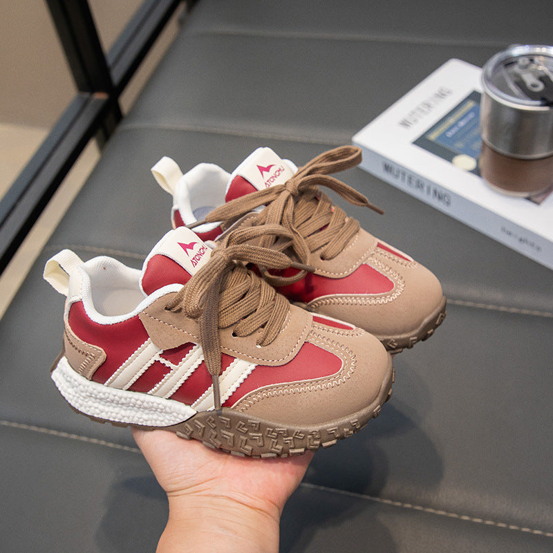 Children's sports shoes 2025 spring new boys and girls fashion color matching Forrest Gump shoes Korean version of casual trend German training shoes
