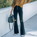 high-quality jeans for women, european and american style, suitable for commuting, fashionable ripped and washed high-waisted loose wide-leg flared pants