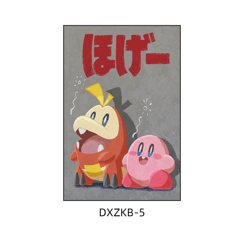 Star Kirby decorative painting pink girl bedroom children's room hanging painting cartoon animation cute princess bedside mural