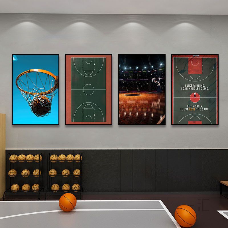 Basketball decorative painting boys bedroom theme room layout hanging painting youth sports field stadium gymnasium mural