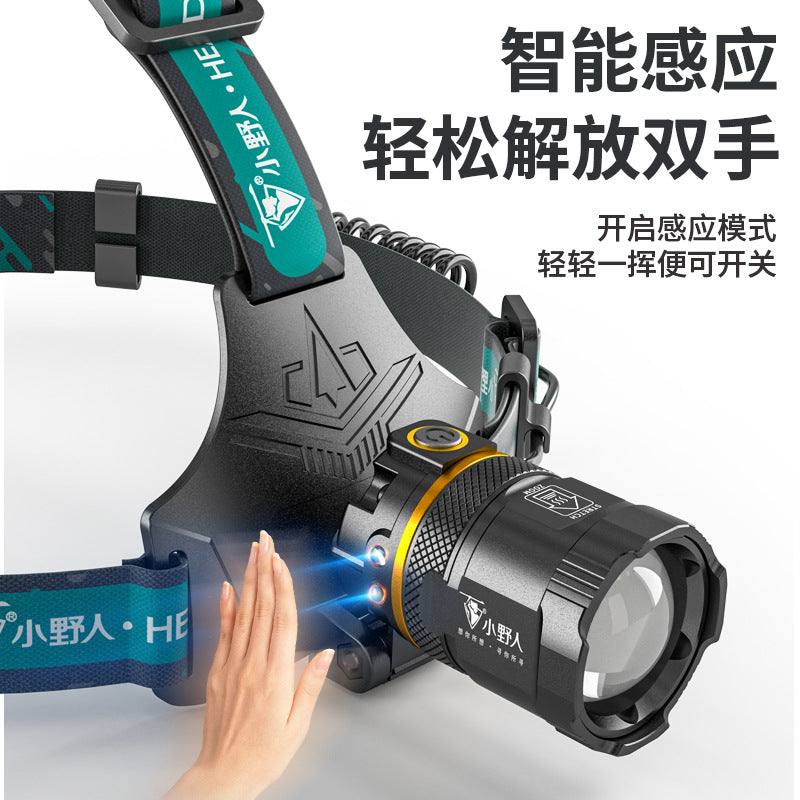LED strong light headlight P50 retractable zoom USB charging, outdoor waterproof fishing camping household head-mounted flashlight