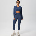 European and american style solid color seamless brushed yoga set - tight-fitting, quick-drying, butt-lifting workout running fitness three-piece set