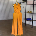 European and american cross-border women's fashion:  autumn new collection - stylish halter crop top and wide-leg pants casual set