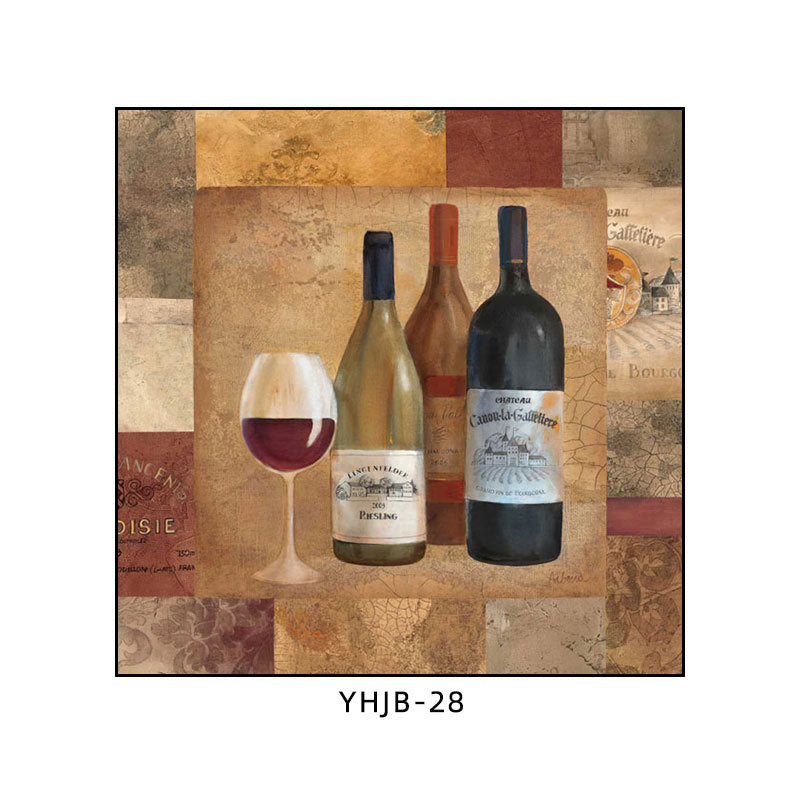 American bar decorative painting retro industrial style creative KTV box red wine glass hanging painting nostalgic wine mural