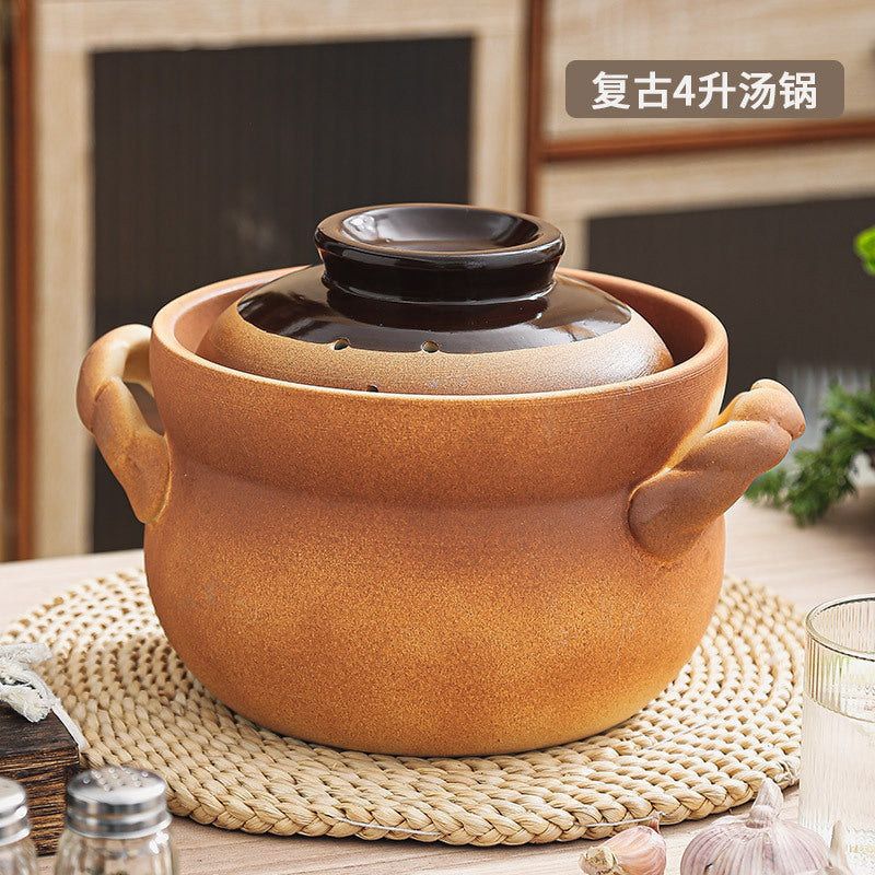 陶土砂锅炖锅家用耐高温燃气灶专用煲汤炖汤商用复古沙锅干烧不裂