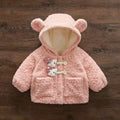 New girls' winter fleece-lined thickened fuzzy sweater, toddler cartoon rabbit cotton jacket, hooded baby girl padded coat - direct from the manufacturer