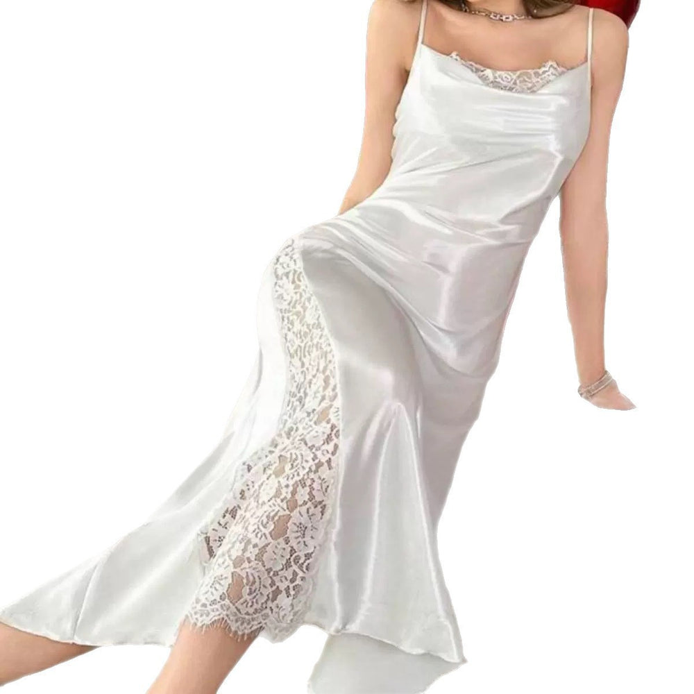 hot-selling sexy pajamas backless cross straps laceelegancelong suspender nightgown women's home clothes