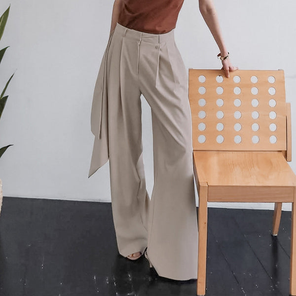 Design suit pants women's 2025 autumn  new niche British style light luxury pleated versatile casual trousers