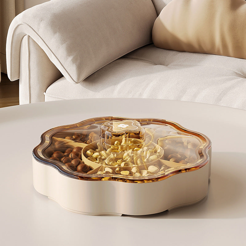 Luxury dried fruit platter - airtight nut & snack display - festive chinese new year home storage box - living room coffee table fruit bowl