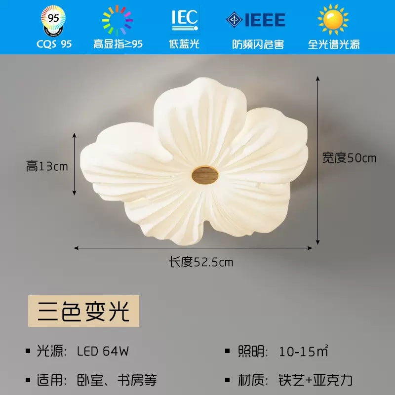 Flower living room light ceiling light cream wind petal master bedroom light warm children's room dining room lighting modern and simple