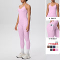 Cloud-feel quick-dry tie-up tank top & high-waisted pocket leggings activewear set - perfect for outdoor running, fitness, and yoga