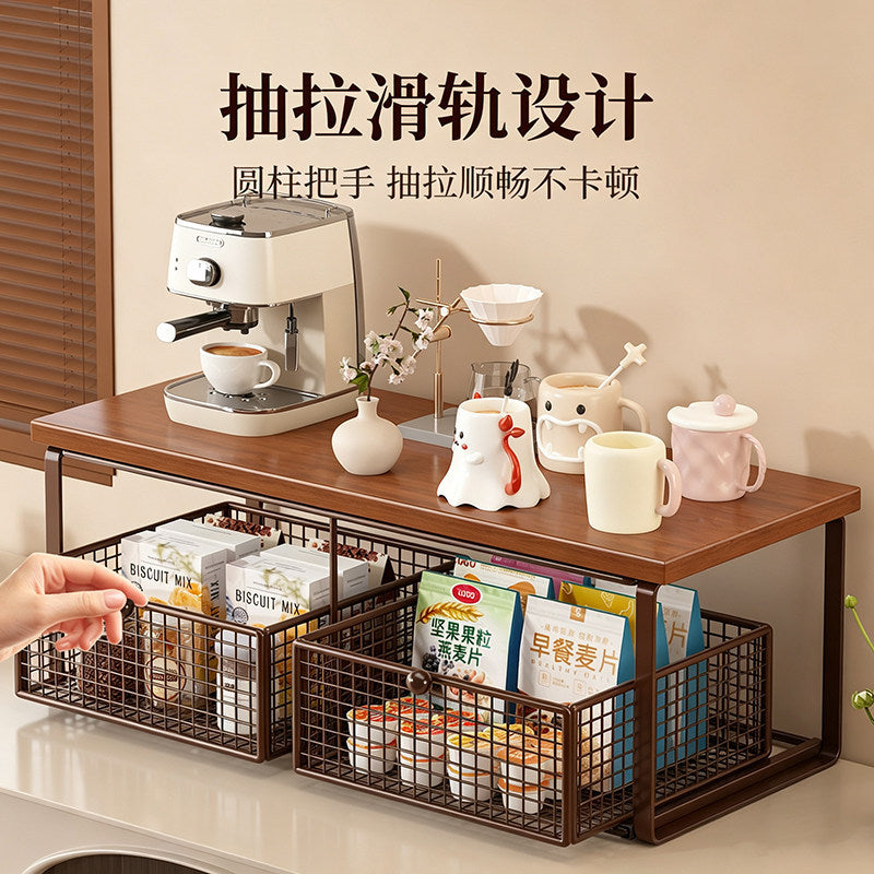 Desktop storage rack cup holder cup storage handy gadget drawer dining table side counter snack multi-layer tea bag tea cup