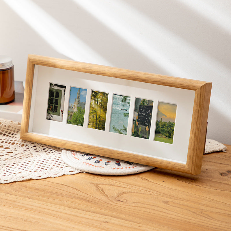 Nordic wooden multi-grid shell specimen photo frame 6-hole hollow table handmade DIY three-dimensional cardboard decorative ornament