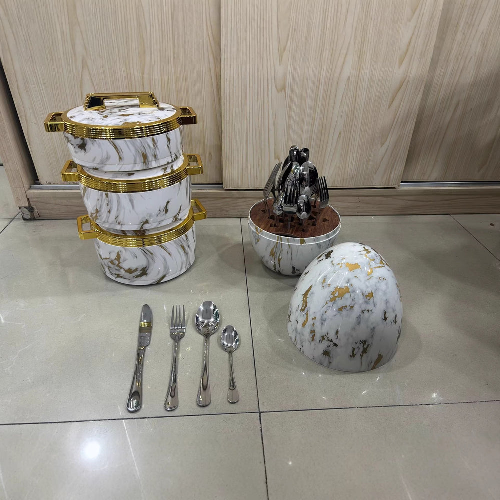 Export cross-border 3pcs double handle high-end light luxury thermal insulation box hot-selling food warmer container
