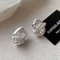Irregular thick silver butterfly stud earrings for women, brushed metal exquisite zircon earrings, unique and beautiful elegant fashion earrings