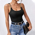 Amazon fashion cross-border sexy style u-neck sleeveless suspender t-shirt silm backless sense of design sleeveless tops for women