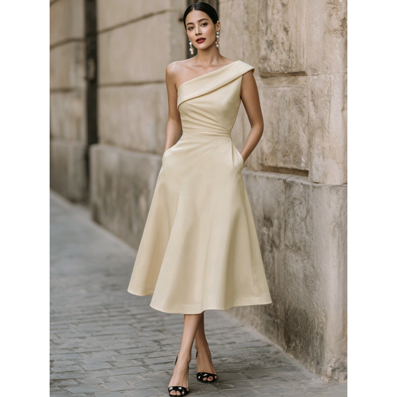 new cross-border women's spring off-the-shoulder maxi dress - summer long dress