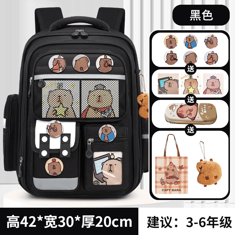 Kapibara new primary school bag, men's and women's 1-3-6 grades, light spine protection, large-capacity children's backpack