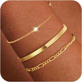 Fashion cross-border new arrival inlaid single zircon open bracelet glossy plain ring tennis chain bracelet multi-piece set of jewelry